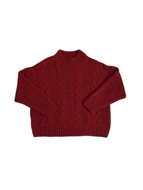 Vintage Red Cable Knit Women's Sweater